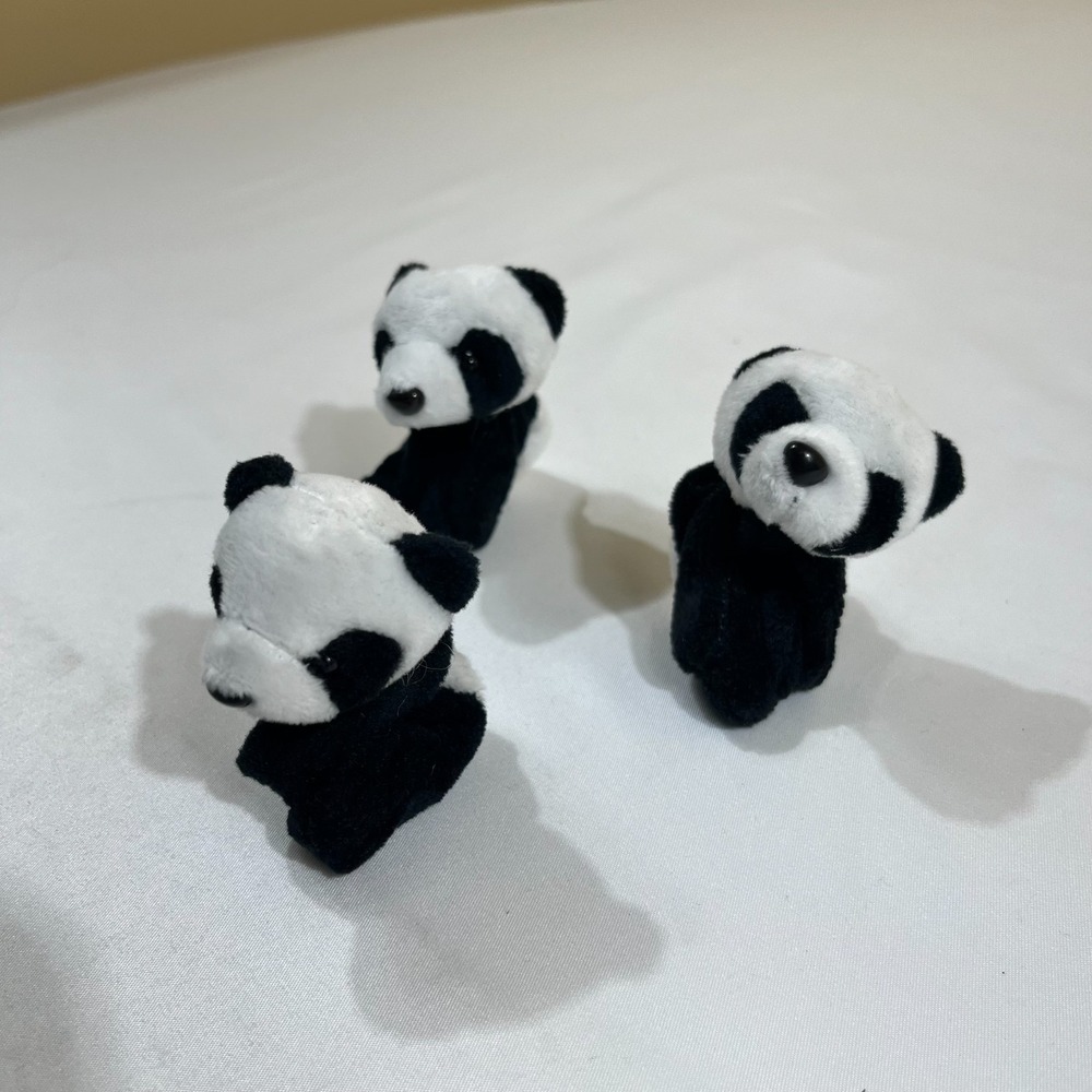 3pc Magnetic Panda Plush Lot Small Kawaii Hugging Stuffed Animal Magnet Toy Set - Picture 6 of 7